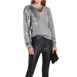 RtA - NWT Teagan Slashed Sequined Cut Out Pullover Sweater Sz L